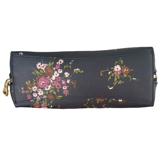 COACH Floral Midnight Multi Leather Large Cosmetic Travel Pouch Bag Case - Picture 8 of 12